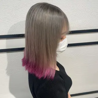 ミディアム カラー 小顔カット✨ 透明感カラーのヘアスタイル