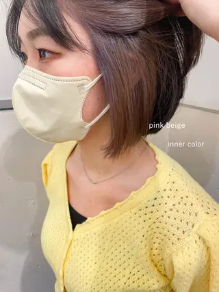 ショート カラー ボブ ブリーチ/miinaのヘアスタイル