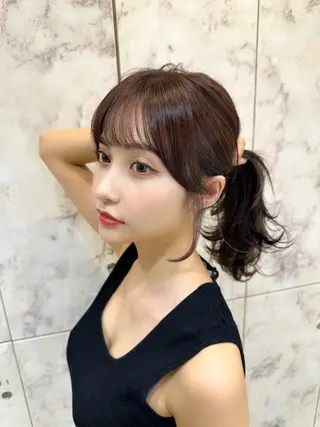 セミロング カラー 新宿/韓国風レイヤー 髪質改善/渋谷直樹のヘアスタイル