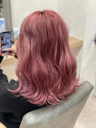 ミディアム カラー ヘアアレンジ 髪質改善×ハイトーン 中田啄也のヘアスタイル