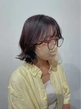 ミディアム カラー 切りっぱなしボブ 大阪梅田/きょうかのヘアスタイル