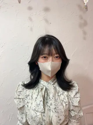 ミディアム 韓国ヘア レイヤーカットのヘアスタイル