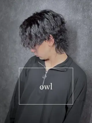 パーマ メンズ 難波/メンズウルフ・ フェザーパーマ鶴田文のヘアスタイル