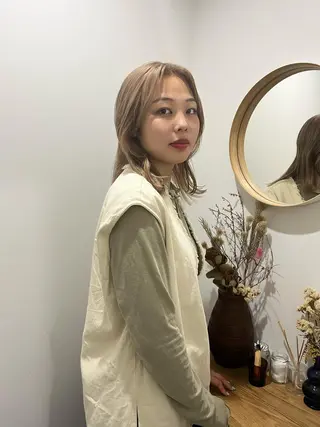 ミディアム カラー ハイトーン/心斎橋/ honomiのヘアスタイル