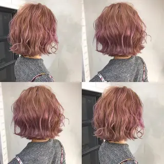 ショート TOMOYAレイヤー ブリーチ縮毛矯正のヘアスタイル