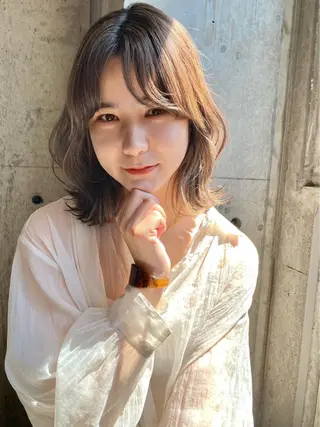 ミディアム カラー 似合わせカラーパーマ 🌿kitin米川のヘアスタイル