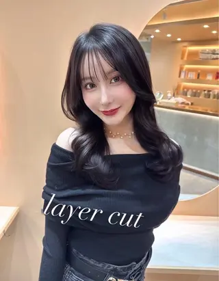 セミロング 韓国風レイヤーカット 💕髪質改善💫拓海のヘアスタイル