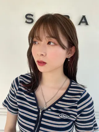 ミディアム カラー SARA古賀店 かすみ🐬🩵のヘアスタイル