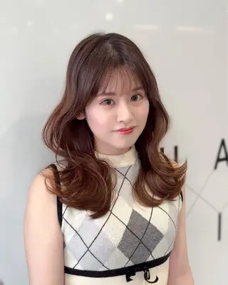 ミディアム HARUKI MINATO JAPAN福岡所属・モテ髪レイヤー /韓国ヘアNOBUのヘアスタイル