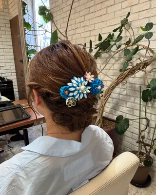 セミロング ヘアアレンジ 0円メンズカット 🫧大森明🫧のヘアスタイル