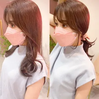 セミロング カラー 新宿/韓国風レイヤー 髪質改善/渋谷直樹のヘアスタイル