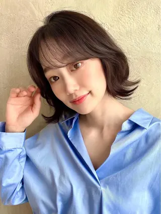 ミディアム カラー パーマ ヘアアレンジ Surpass所属・🌈小顔似合わせ SHIHO🌈のヘアスタイル