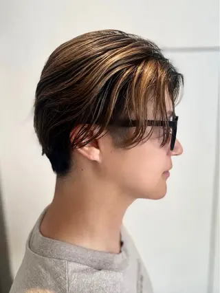 ショート カラー メンズ ラフィスヘアードープ所属・👑髪質改善wカラー /ハイトーン/アユカのヘアスタイル