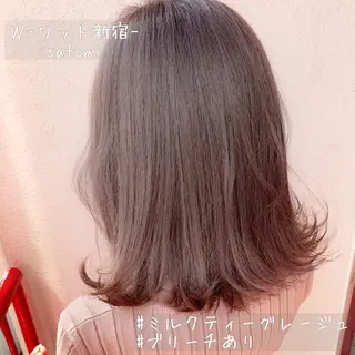 セミロング 淡色ふんわりhair 新宿satomiのヘアスタイル