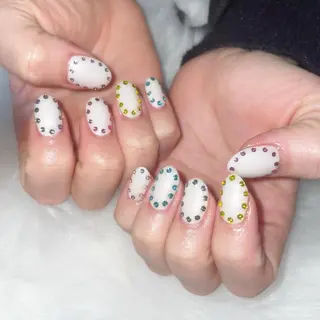 ネイル ゴテゴテ💙ワンホン リオナのネイルデザイン