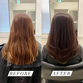 ロング 縮毛矯正/髪質改善 /レイヤー/韓国のヘアスタイル