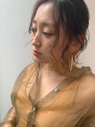 ミディアム カラー レイヤー/顔周り /AKARIのヘアスタイル