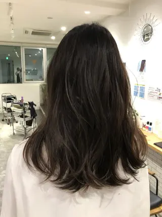 セミロング カラー 京都美容師 塩のヘアスタイル