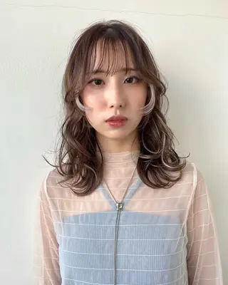 セミロング 暖色カラー/似合わせ カット/名古屋/辻のヘアスタイル