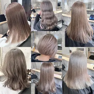 ミディアム サニーサイド大名 ダブルカラー髪質改善のヘアスタイル