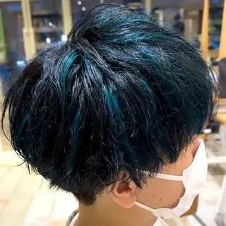 ミディアム カラー パーマ メンズ 艶髪カラー/透明感 美髪/白髪/ﾑﾅｶﾀのヘアスタイル