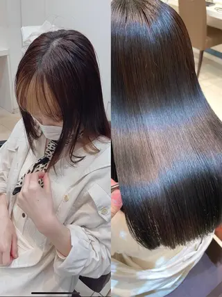 ミディアム パーマ 学割🍒韓国風カット 縮毛矯正市川悟のヘアスタイル