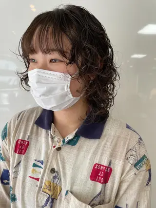 ミディアム パーマ ハイトーン/ブリーチ /ウルフ⛓️MAKIのヘアスタイル