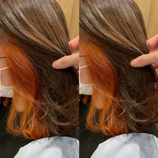 ミディアム カラー 細沼 葵のヘアスタイル