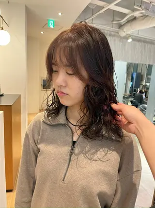 セミロング カラー パーマ 森山 葵 ショート×メンズのヘアスタイル