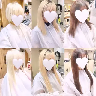 ロング カラー ブロンドケアブリーチ カラーシールエクステのヘアスタイル