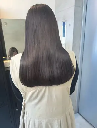 ロング カラー パーマ ヘアアレンジ 透明感/オリーブ/ グレージュ/YUKAのヘアスタイル