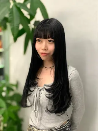 ロング shes茶屋町アリサ 🎀顔周り×韓国風のヘアスタイル