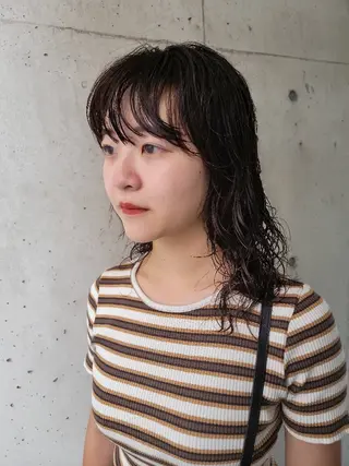 パーマ セミロング 片岸 信征のヘアスタイル