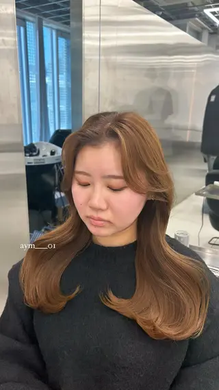 セミロング 韓国ヘア AYUMIのヘアスタイル
