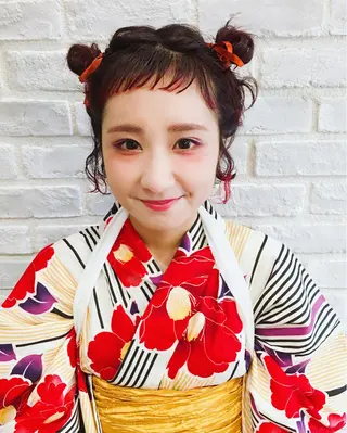 ショート ミディアム カラー パーマ ヘアアレンジ まつエク la fith所属・rico_by ヘアとアイブロウのヘアスタイル