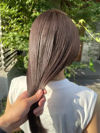 セミロング カラー 顔周りカット× 髪質改善【リョウ】のヘアスタイル