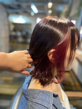 ミディアム カラー 🫧縮毛矯正特化🫧 クシビキマユノ🐣のヘアスタイル
