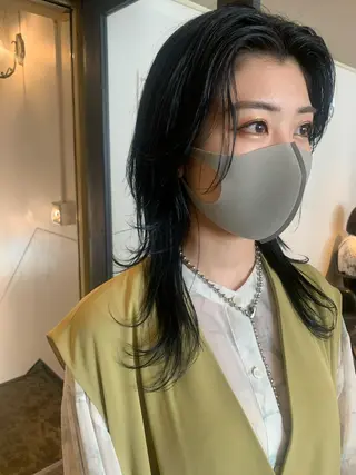 ロング カラー パーマ ヘアアレンジ メンズ キッズ ネイル マツエク・マツパ SALOWIN梅田茶屋町店所属・ウルフレイヤーカット /チヒロのヘアスタイル