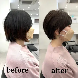 ショート ショートヘア くすみカラー、大場猛のヘアスタイル