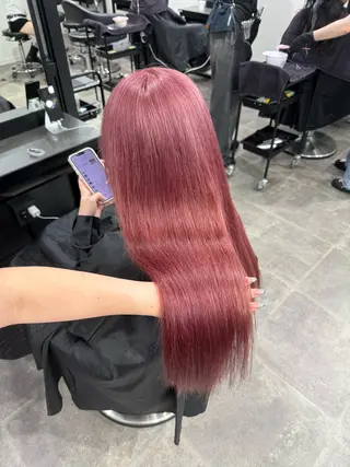 ロング カラー ヘアアレンジ 💗暖色特化ピンク/ 赤髪💗HARUNAのヘアスタイル