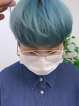 ミディアム ブリーチダブルカラー ハイライト/山本喜熙のヘアスタイル