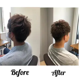 ショート カラー パーマ ヘアアレンジ メンズ キッズ ネイル マツエク・マツパ kiitos所属・関西センターパート メンズモデル募集のヘアスタイル