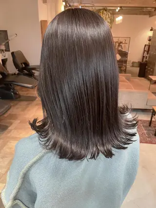 セミロング カラー unico.所属・韓国ヘア/暖色カラー 新美多英のヘアスタイル