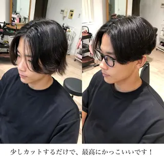 ショート カラー パーマ メンズ kiitos所属・関西センターパート メンズモデル募集のヘアスタイル