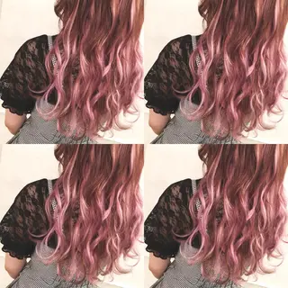 ロング カラー エクステ ハイトーン 💭黒崎ハルカのヘアスタイル