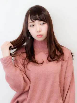 ロング カラー パーマ 髪質改善🌈縮毛矯正 荻原 達矢のヘアスタイル