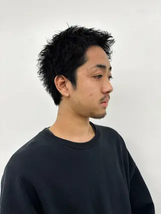 パーマ メンズ スパイキーパーマ 柏NO1 藤本葉のヘアスタイル