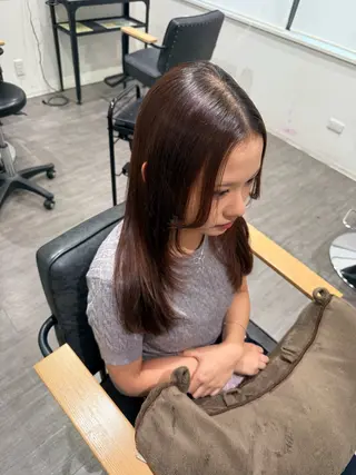 セミロング パーマ 上田 紗也のヘアスタイル