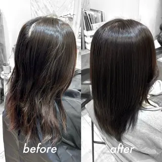 セミロング 💙mai🫧 縮毛矯正・ハイライトのヘアスタイル