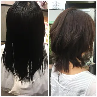 ミディアム カラー ビヨウシツトリコ よねたにみなのヘアスタイル